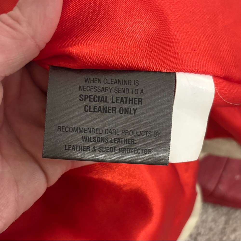 Wilsons Leather Cream and Red Racing Patch Leather Jacket - Picture 8 of 9